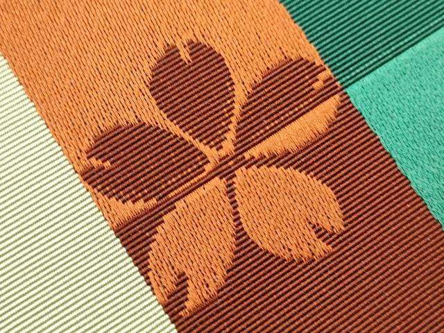 平和屋着物●本場筑前博多織　半幅帯　一重帯　舞桜間道　証紙付き　正絹　逸品　未使用　CABF0396ak