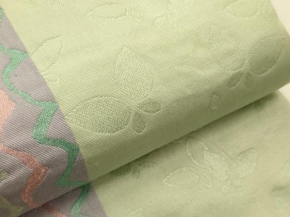 平和屋着物●本場筑前博多織　両面　半幅帯　舞蝶間道/献上柄　正絹　逸品　CABF0397ak