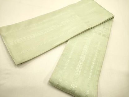平和屋着物●本場筑前博多織　両面　半幅帯　舞蝶間道/献上柄　正絹　逸品　CABF0397ak