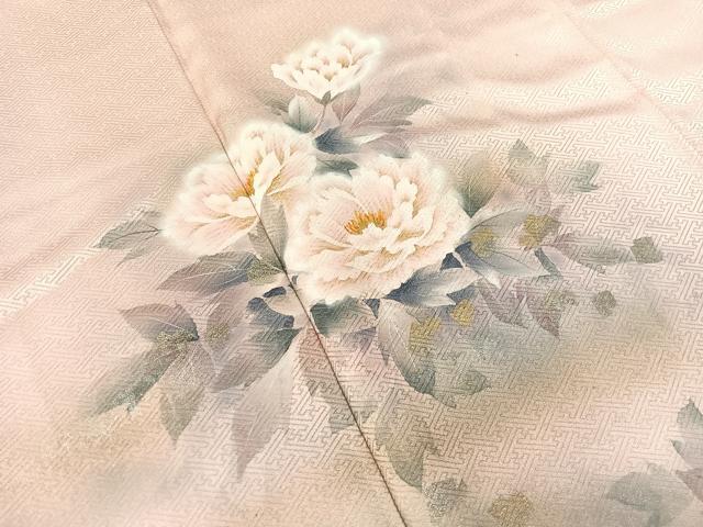 平和屋着物●訪問着　牡丹花文　暈し染め　金彩　正絹　逸品　CABC6463yc 平和屋着物▽訪問着 手描き 牡丹 暈し染め 金銀彩 正絹 逸品 CABF0416vp