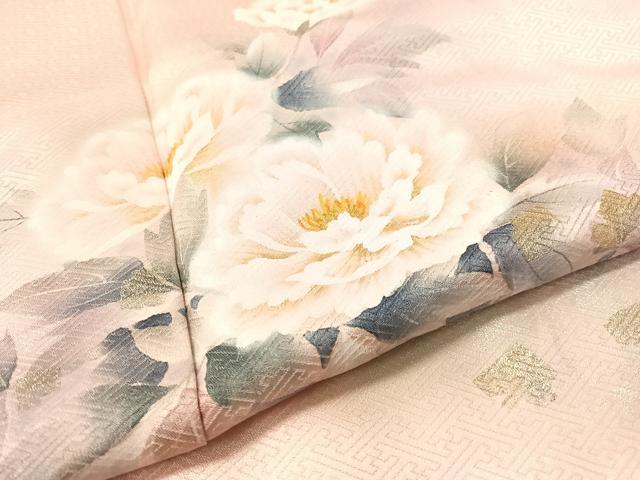 平和屋着物▽訪問着 手描き 牡丹 暈し染め 金銀彩 正絹 逸品 CABF0416vp