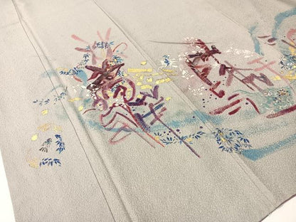 平和屋着物▼訪問着 手描き 螺鈿 水深魚極楽林茂鳥 帰知 金銀彩 正絹 逸品 CABF0417vp