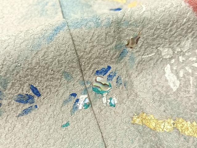 平和屋着物▼訪問着 手描き 螺鈿 水深魚極楽林茂鳥 帰知 金銀彩 正絹 逸品 CABF0417vp
