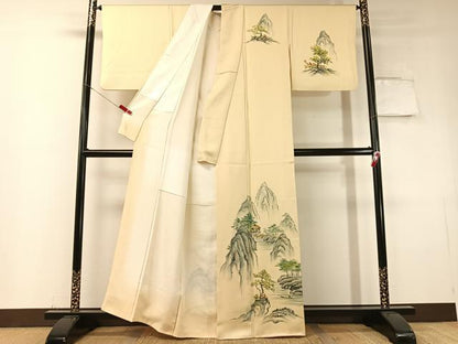 平和屋着物▼訪問着 手描き 風景文 正絹 逸品 CABF0439vp
