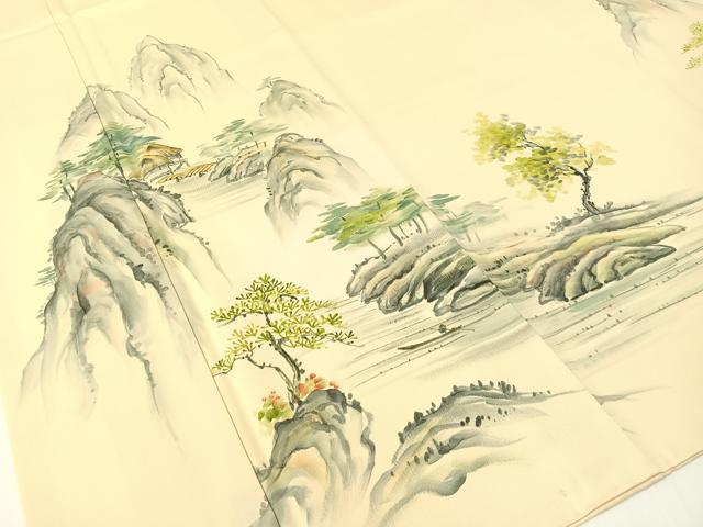平和屋着物▽訪問着 手描き 風景文 正絹 逸品 CABF0439vp