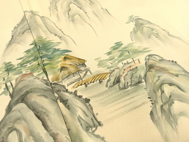 平和屋着物▼訪問着 手描き 風景文 正絹 逸品 CABF0439vp