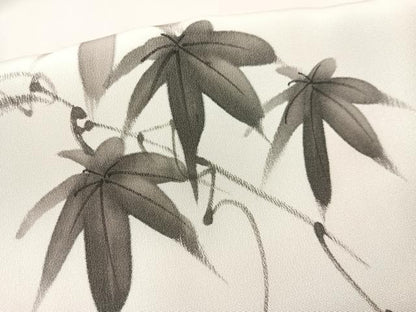 平和屋着物▼訪問着 一峯 手描き 蔦の葉文 暈し染め 反端付き 正絹 逸品 CABF0471vp