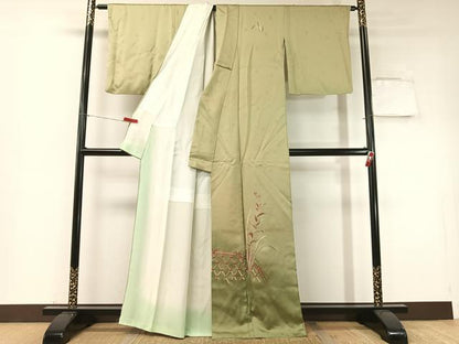 平和屋着物▼訪問着 総刺繍 籬花文 暈し染め 正絹 逸品 CABF0475vp