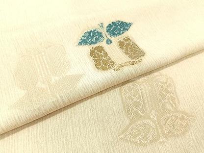 平和屋着物▼上質な小紋　単衣　地紋起こし　遠州椿　正絹　逸品　CABF0487vp