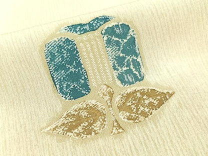 平和屋着物▼上質な小紋　単衣　地紋起こし　遠州椿　正絹　逸品　CABF0487vp