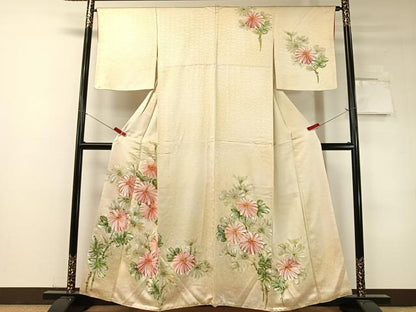 平和屋着物▼訪問着　手描き　菊花文　暈し染め　正絹　逸品　CABF0500vp