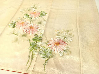 平和屋着物▼訪問着　手描き　菊花文　暈し染め　正絹　逸品　CABF0500vp