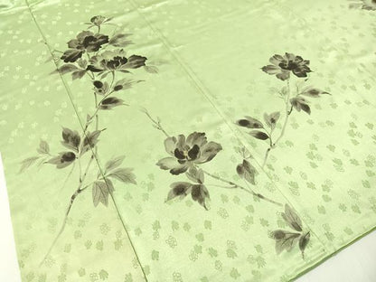 平和屋着物▼訪問着　手描き　草花文　正絹　逸品　CABF0504vp