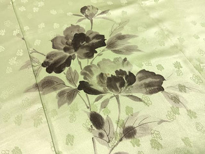 平和屋着物▼訪問着　手描き　草花文　正絹　逸品　CABF0504vp