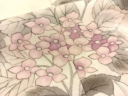 平和屋着物▼訪問着　手描き　草花文　銀彩　正絹　逸品　CABF0508vp