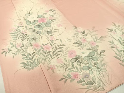 平和屋着物▼訪問着　手描き　草花文　暈し染め　正絹　逸品　CABF0510vp