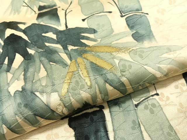 平和屋着物▼訪問着　手描き　笹竹文　金彩　正絹　逸品　CABF0512vp