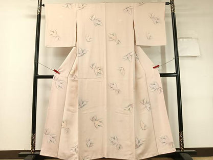 平和屋着物▼上質な小紋　地紋起こし　枝花文　暈し染め　正絹　逸品　CABF0514vp