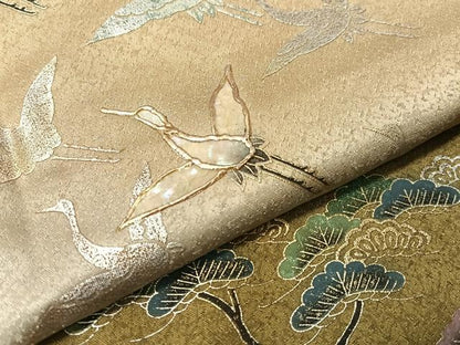 平和屋着物▼訪問着　螺鈿　飛鶴松文　暈し染め　金銀彩　正絹　逸品　CABF0515vp