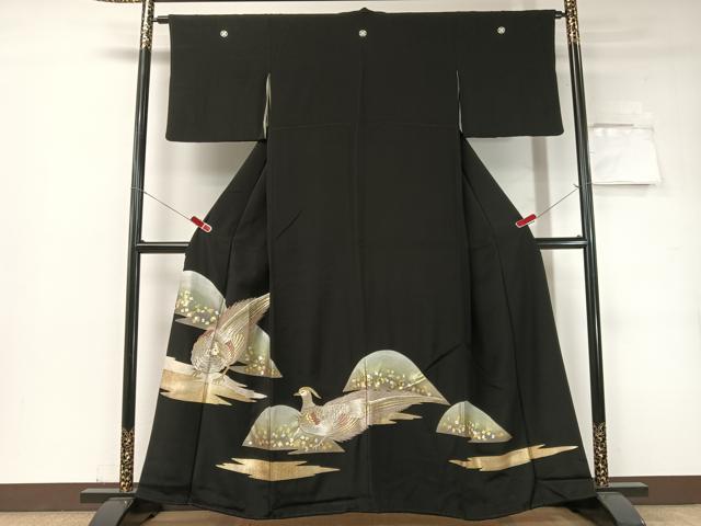 平和屋着物▼豪華黒留袖　刺繍　双鳥霞箔散らし　金銀彩　やまと誂製　正絹　逸品　CABF0517vp