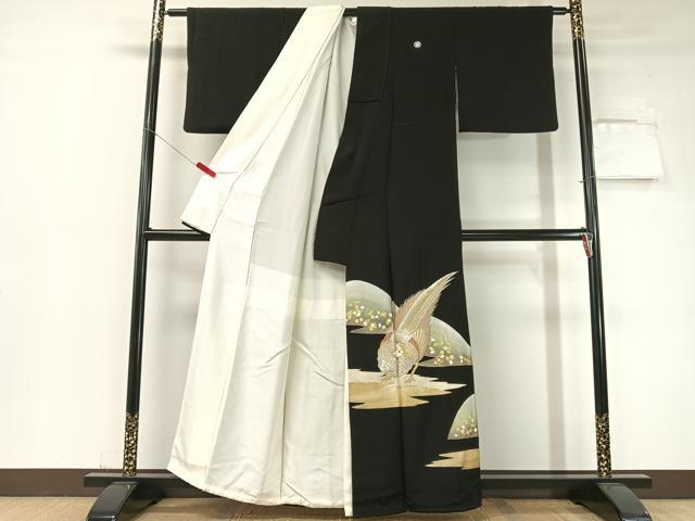 平和屋着物▼豪華黒留袖　刺繍　双鳥霞箔散らし　金銀彩　やまと誂製　正絹　逸品　CABF0517vp