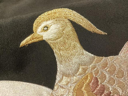平和屋着物▼豪華黒留袖　刺繍　双鳥霞箔散らし　金銀彩　やまと誂製　正絹　逸品　CABF0517vp
