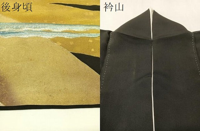 平和屋着物▼豪華黒留袖　総刺繍　手描き　双鳥文　金彩　正絹　逸品　CABF0518vp
