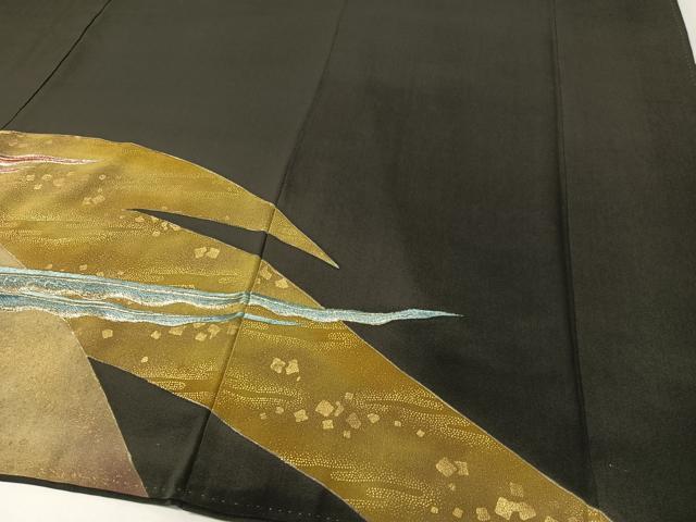 平和屋着物▼豪華黒留袖　総刺繍　手描き　双鳥文　金彩　正絹　逸品　CABF0518vp