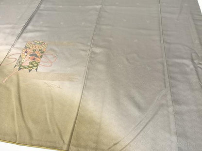 平和屋着物▼訪問着　総刺繍　貝桶花文　暈し染め　金彩　正絹　逸品　CABF0529vp
