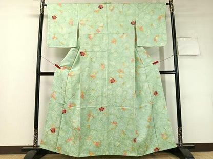平和屋着物▼上質な小紋　絞り　舞花文　暈し染め　正絹　逸品　CABF0543vp