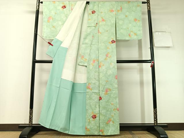 平和屋着物▼上質な小紋　絞り　舞花文　暈し染め　正絹　逸品　CABF0543vp