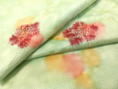 平和屋着物▼上質な小紋　絞り　舞花文　暈し染め　正絹　逸品　CABF0543vp