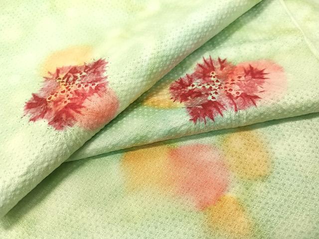 平和屋着物▼上質な小紋　絞り　舞花文　暈し染め　正絹　逸品　CABF0543vp