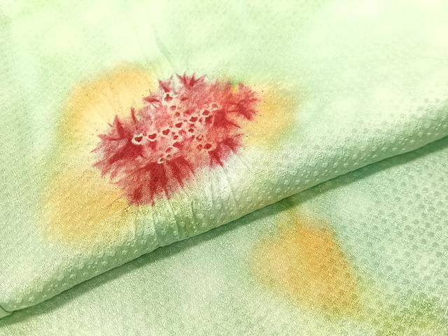 平和屋着物▼上質な小紋　絞り　舞花文　暈し染め　正絹　逸品　CABF0543vp