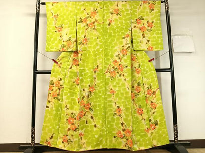平和屋着物▼上質な小紋　手描き　枝花文　正絹　逸品　CABF0545vp