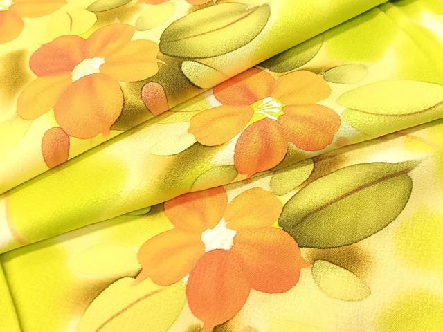 平和屋着物▼上質な小紋　手描き　枝花文　正絹　逸品　CABF0545vp