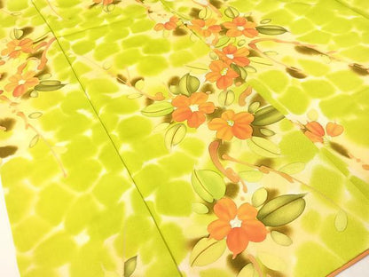 平和屋着物▼上質な小紋　手描き　枝花文　正絹　逸品　CABF0545vp