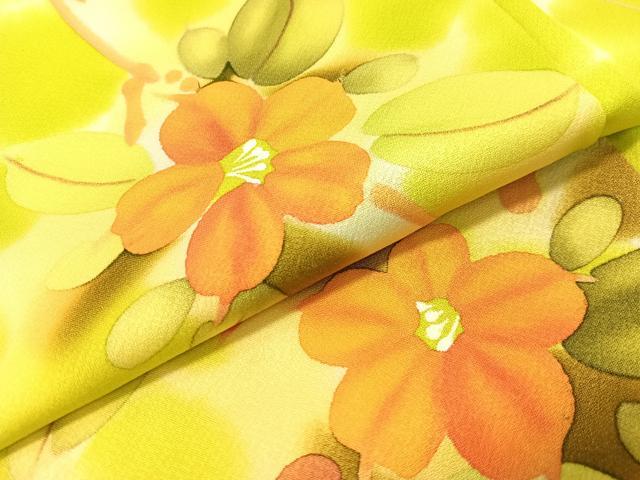 平和屋着物▼上質な小紋　手描き　枝花文　正絹　逸品　CABF0545vp