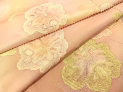 平和屋着物▼上質な小紋　地紋起こし　草花文　暈し染め　正絹　逸品　CABF0553vp