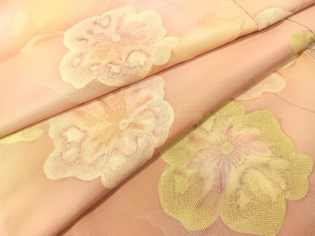 平和屋着物▼上質な小紋　地紋起こし　草花文　暈し染め　正絹　逸品　CABF0553vp