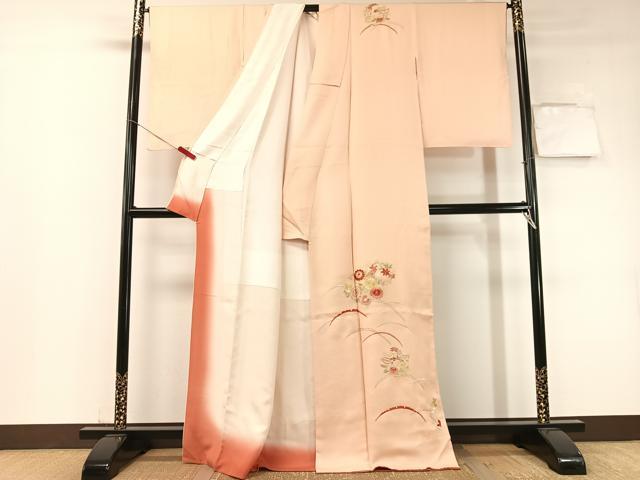 平和屋着物▼訪問着　総刺繍　雪芝花丸文　正絹　逸品　CABF0554vp