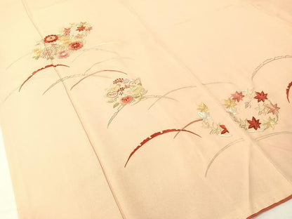 平和屋着物▼訪問着　総刺繍　雪芝花丸文　正絹　逸品　CABF0554vp