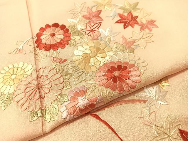 平和屋着物▼訪問着　総刺繍　雪芝花丸文　正絹　逸品　CABF0554vp