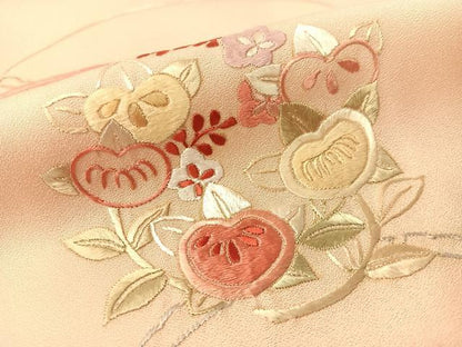 平和屋着物▼訪問着　総刺繍　雪芝花丸文　正絹　逸品　CABF0554vp