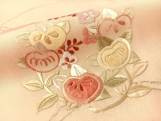 平和屋着物▼訪問着　総刺繍　雪芝花丸文　正絹　逸品　CABF0554vp