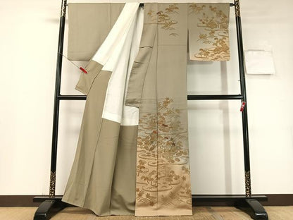 平和屋着物▼訪問着　モール織　松竹梅御所解文　暈し染め　金糸　正絹　逸品　CABF0557vp