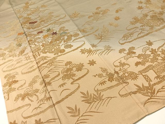 平和屋着物▼訪問着　モール織　松竹梅御所解文　暈し染め　金糸　正絹　逸品　CABF0557vp