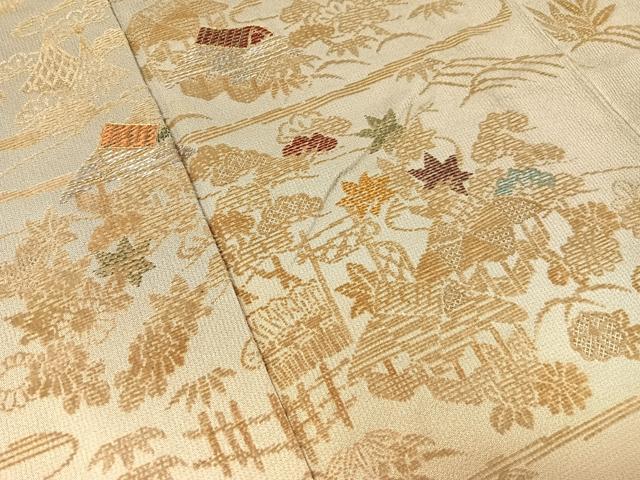平和屋着物▼訪問着　モール織　松竹梅御所解文　暈し染め　金糸　正絹　逸品　CABF0557vp