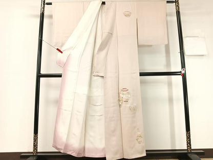 平和屋着物▼訪問着　総刺繍　陶器飛鶴花文　金銀糸　正絹　逸品　CABF0560vp