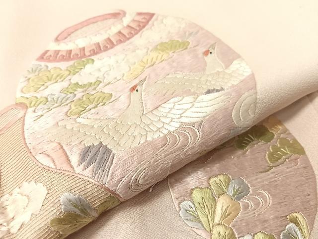 平和屋着物▼訪問着　総刺繍　陶器飛鶴花文　金銀糸　正絹　逸品　CABF0560vp